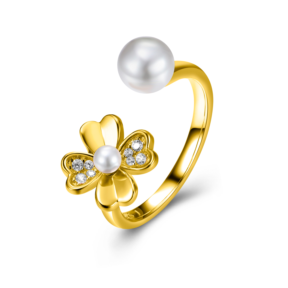 Picture of Fabian Flower Shape Gold Plated Ring - FLJ-RIT1337-7-R